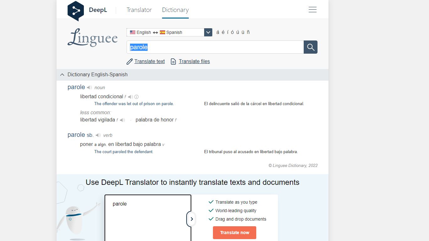 parole - Spanish translation – Linguee