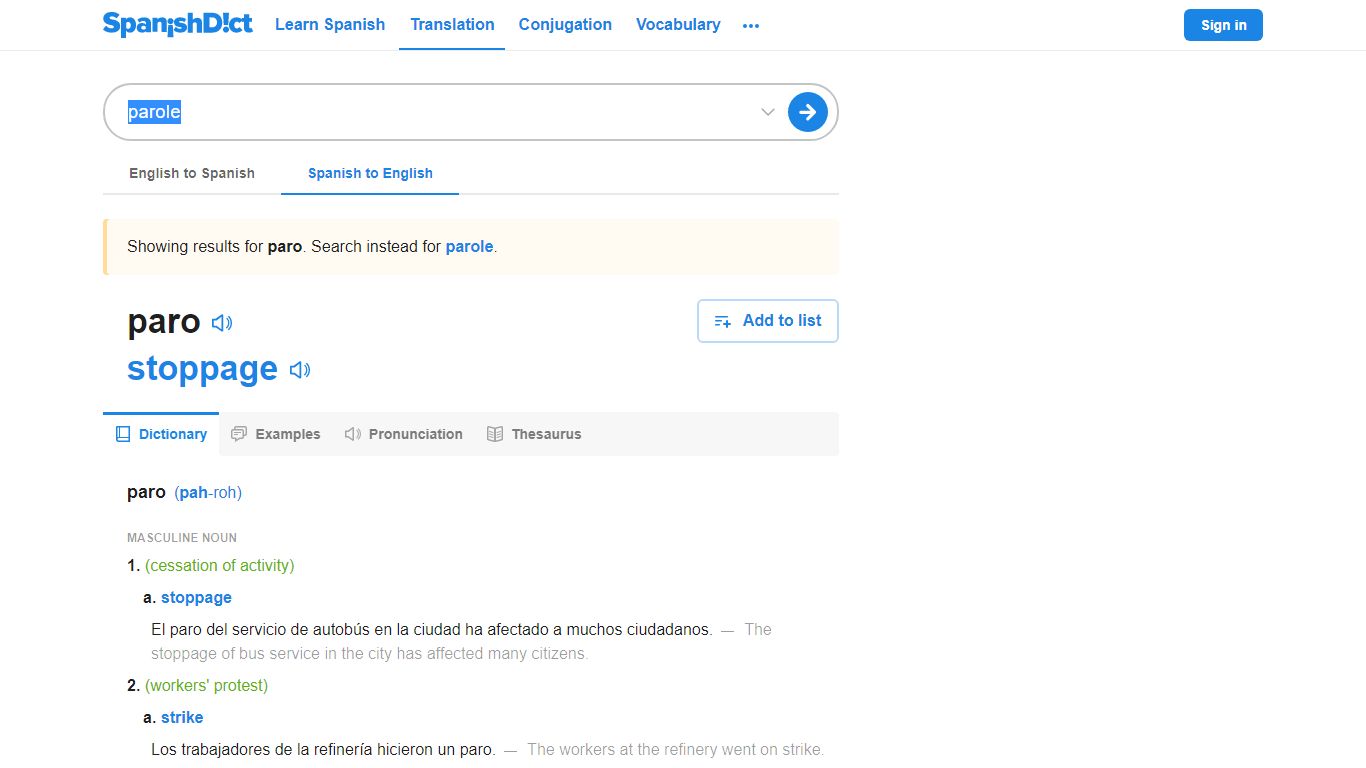 Parole | Spanish to English Translation - SpanishDict